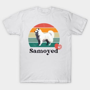 Samoyed retro sunset, perfect for anyone that loves samoyed dogs T-Shirt